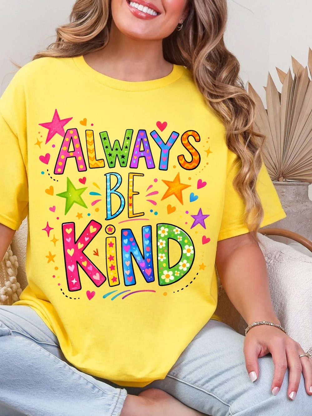 Gildan Yellow "Always Be Kind" Graphic Tee